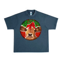 Midnight Navy Christmas Cow Urban Heavy Tee - Jasminsmagicworld