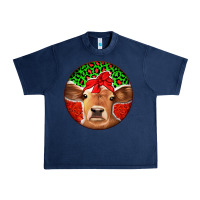Navy Christmas Cow Urban Heavy Tee - Jasminsmagicworld