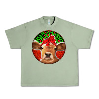 Oil Green Christmas Cow Urban Heavy Tee - Jasminsmagicworld
