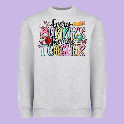 Every Bunny's Favorite Teacher Heavyweight Sweatshirt Designed By Maliassmallbusiness