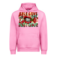 Fuchsia Pink Self love is the best love Urban Hoodie - FaDigitalArtStudio