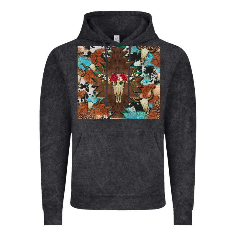 Western Floral Bullskull Cowhide And Leopard Vintage Hoodie by Artiststas | Teevron