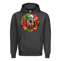 Charcoal Heather christmas hampshire sheep Zipper Hoodie - LillyAllenDesigns