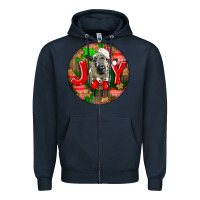 Navy christmas hampshire sheep Zipper Hoodie - LillyAllenDesigns