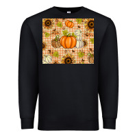 Black Fall Pumpkins and Sunflowers with Leopard Premium Sweatshirt - texasbilliewilder
