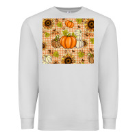 Dove Grey Fall Pumpkins and Sunflowers with Leopard Premium Sweatshirt - texasbilliewilder