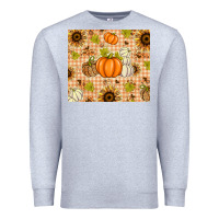 Heather Grey Fall Pumpkins and Sunflowers with Leopard Premium Sweatshirt - texasbilliewilder