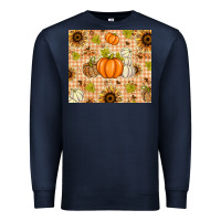 Navy Fall Pumpkins and Sunflowers with Leopard Premium Sweatshirt - texasbilliewilder