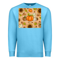 Ocean Blue Fall Pumpkins and Sunflowers with Leopard Premium Sweatshirt - texasbilliewilder