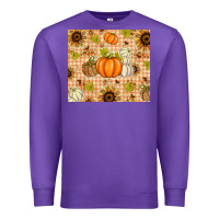 Purple Fall Pumpkins and Sunflowers with Leopard Premium Sweatshirt - texasbilliewilder