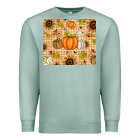 Seafoam Fall Pumpkins and Sunflowers with Leopard Premium Sweatshirt - texasbilliewilder
