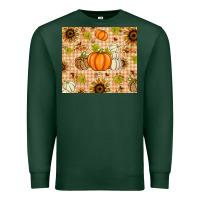 Sports Green Fall Pumpkins and Sunflowers with Leopard Premium Sweatshirt - texasbilliewilder