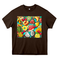 Chocolate Brown summer fruits Heavy Core Tee - BarkalooDesign