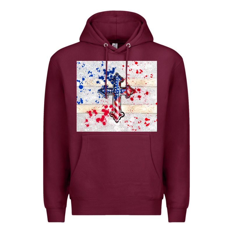 4th Of July Flag Cross Premium Hoodie by TumblerDesignByShophia | Teevron