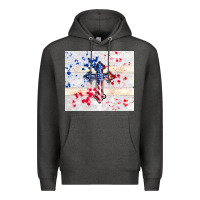 Charcoal Heather 4th of july flag cross Premium Hoodie - TumblerDesignByShophia