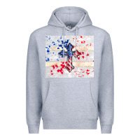 Heather Grey 4th of july flag cross Premium Hoodie - TumblerDesignByShophia