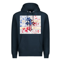 Navy 4th of july flag cross Premium Hoodie - TumblerDesignByShophia