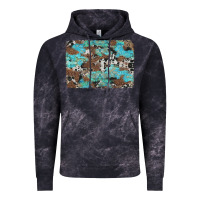 Cloud Black western cowhide and leopard with turquoise background Vintage Hoodie - Artiststas