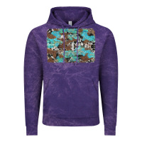 Cloud Purple western cowhide and leopard with turquoise background Vintage Hoodie - Artiststas