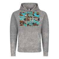 Cloud Rock western cowhide and leopard with turquoise background Vintage Hoodie - Artiststas