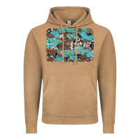 Vintage Camel western cowhide and leopard with turquoise background Vintage Hoodie - Artiststas