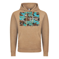 Vintage Coffee western cowhide and leopard with turquoise background Vintage Hoodie - Artiststas