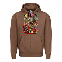 Chestnut t rex merry rexmas Zipper Hoodie - LillyAllenDesigns