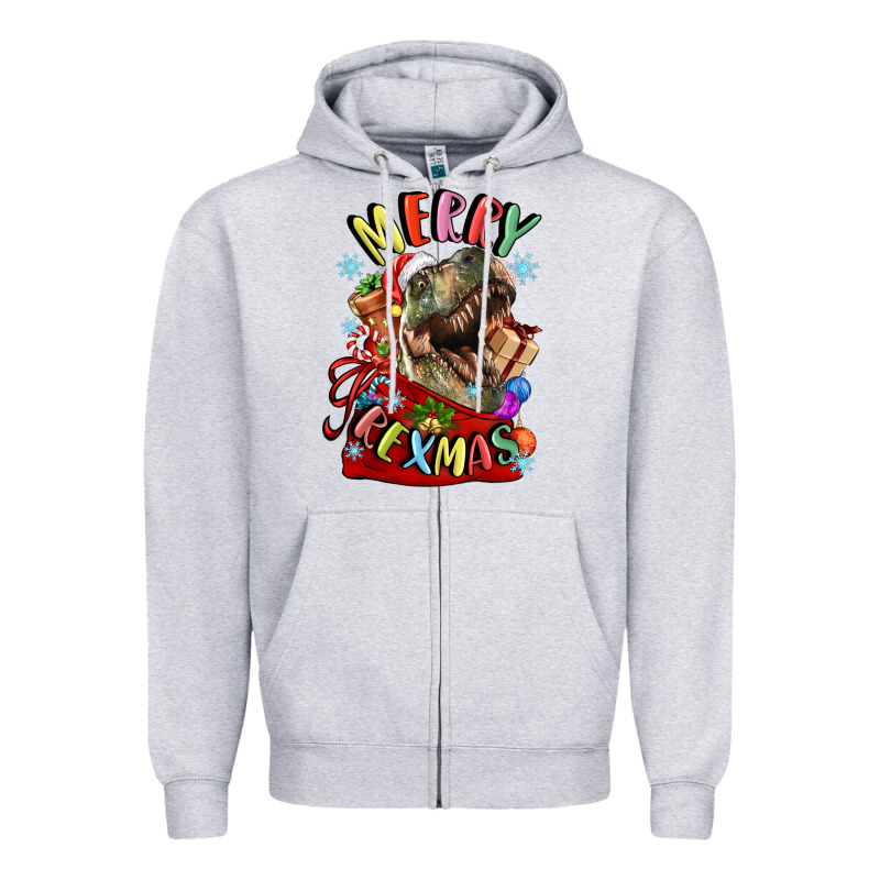 T Rex Merry Rexmas Zipper Hoodie by LillyAllenDesigns | Teevron