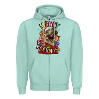 Seafoam t rex merry rexmas Zipper Hoodie - LillyAllenDesigns