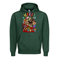 Sports Green t rex merry rexmas Zipper Hoodie - LillyAllenDesigns