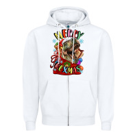 White t rex merry rexmas Zipper Hoodie - LillyAllenDesigns