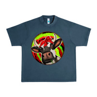 Midnight Navy Christmas Cow Urban Heavy Tee - Jasminsmagicworld