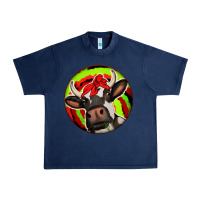 Navy Christmas Cow Urban Heavy Tee - Jasminsmagicworld