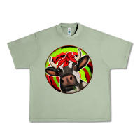 Oil Green Christmas Cow Urban Heavy Tee - Jasminsmagicworld