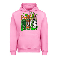 Fuchsia Pink St. Patrick's Forget luck give me beer Urban Hoodie - OliviaCreatesArt