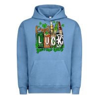 Pigment Pebble Blue St. Patrick's Forget luck give me beer Urban Hoodie - OliviaCreatesArt