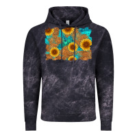 Cloud Black sunflower turquoise and  leather background Vintage Hoodie - Artiststas
