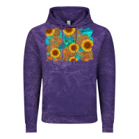 Cloud Purple sunflower turquoise and  leather background Vintage Hoodie - Artiststas