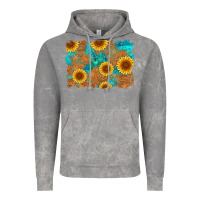 Cloud Rock sunflower turquoise and  leather background Vintage Hoodie - Artiststas