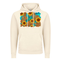 Vintage Artic sunflower turquoise and  leather background Vintage Hoodie - Artiststas