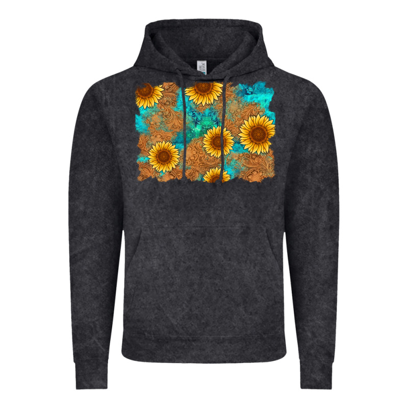 Sunflower Turquoise And  Leather Background Vintage Hoodie by Artiststas | Teevron