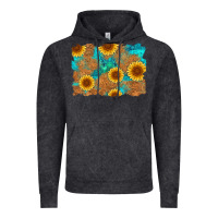 Vintage Black sunflower turquoise and  leather background Vintage Hoodie - Artiststas