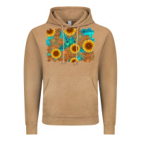 Vintage Camel sunflower turquoise and  leather background Vintage Hoodie - Artiststas