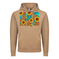 Vintage Coffee sunflower turquoise and  leather background Vintage Hoodie - Artiststas