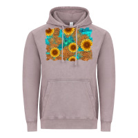 Vintage Zinc sunflower turquoise and  leather background Vintage Hoodie - Artiststas