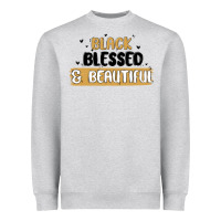 Heather Grey black blessed & beautiful Heavyweight Sweatshirt - MaliasSmallBusiness