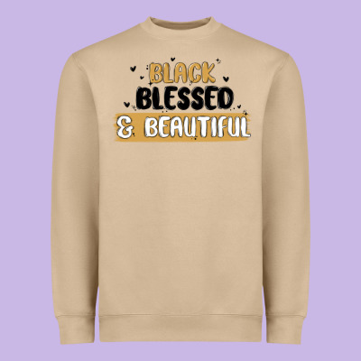 Black Blessed & Beautiful Heavyweight Sweatshirt Designed By Maliassmallbusiness