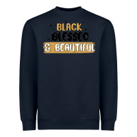 Navy black blessed & beautiful Heavyweight Sweatshirt - MaliasSmallBusiness