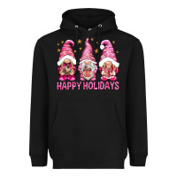 Black Happy holidays with gnomes Heavyweight Hoodie - NancyCooperArtShop