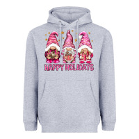 Heather Grey Happy holidays with gnomes Heavyweight Hoodie - NancyCooperArtShop